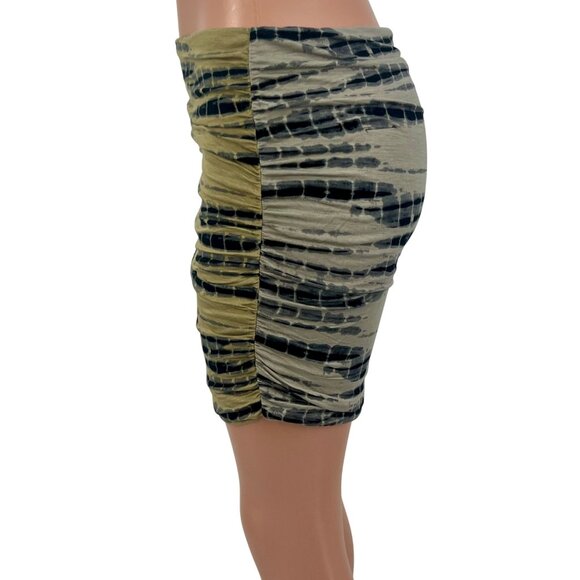 Free People Tire Died Contrasting Bodycon Ruched Mini Skirt - Picture 7 of 16